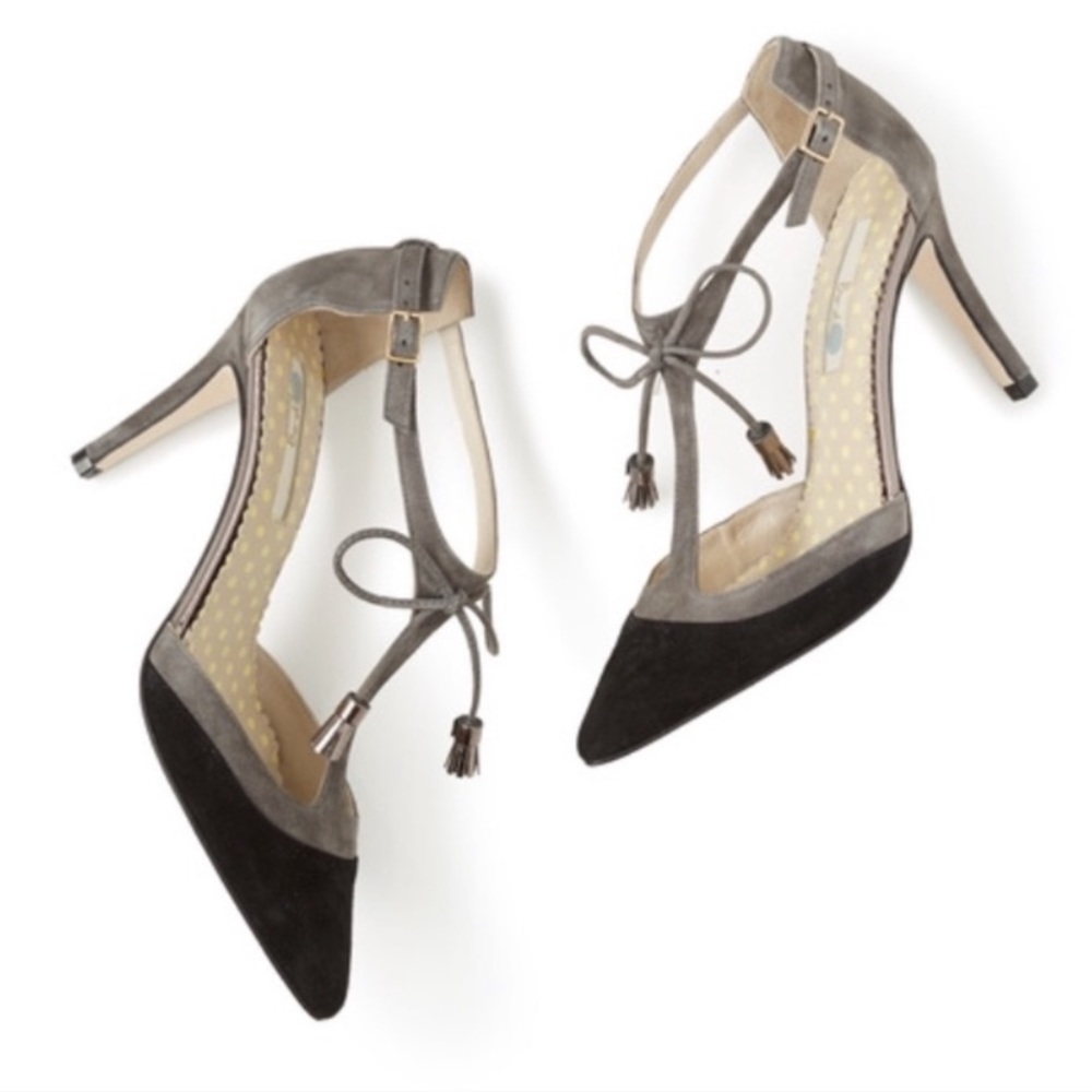 Boden Alice BlkGry Suede Heels Sz 42 with dust bag